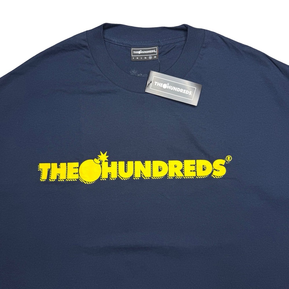 The Hundreds - Vintage 2000s Adam bomb bar logo blue and‎ yellow shirt